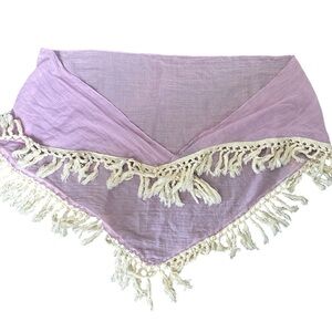 Steve Madden Lavender Triangle Fringe Scarf Shawl/ Swim Cover